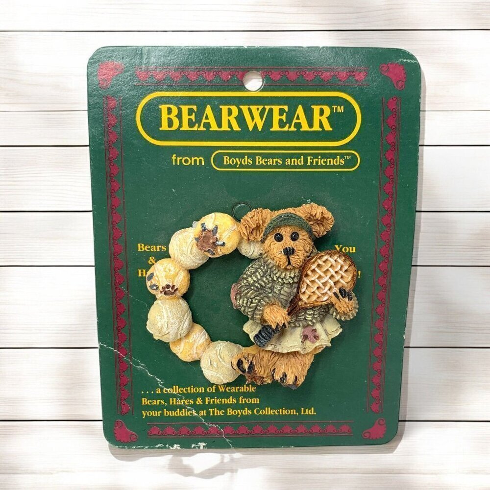 Vintage Bearwear Ceramic Bear Brooch By Boyds Bears & Friends 1995